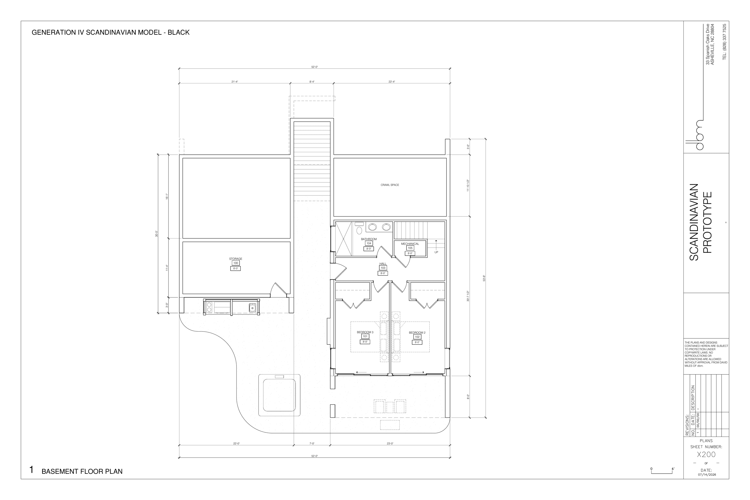 Basement floor plan of the Cortina residence prototype