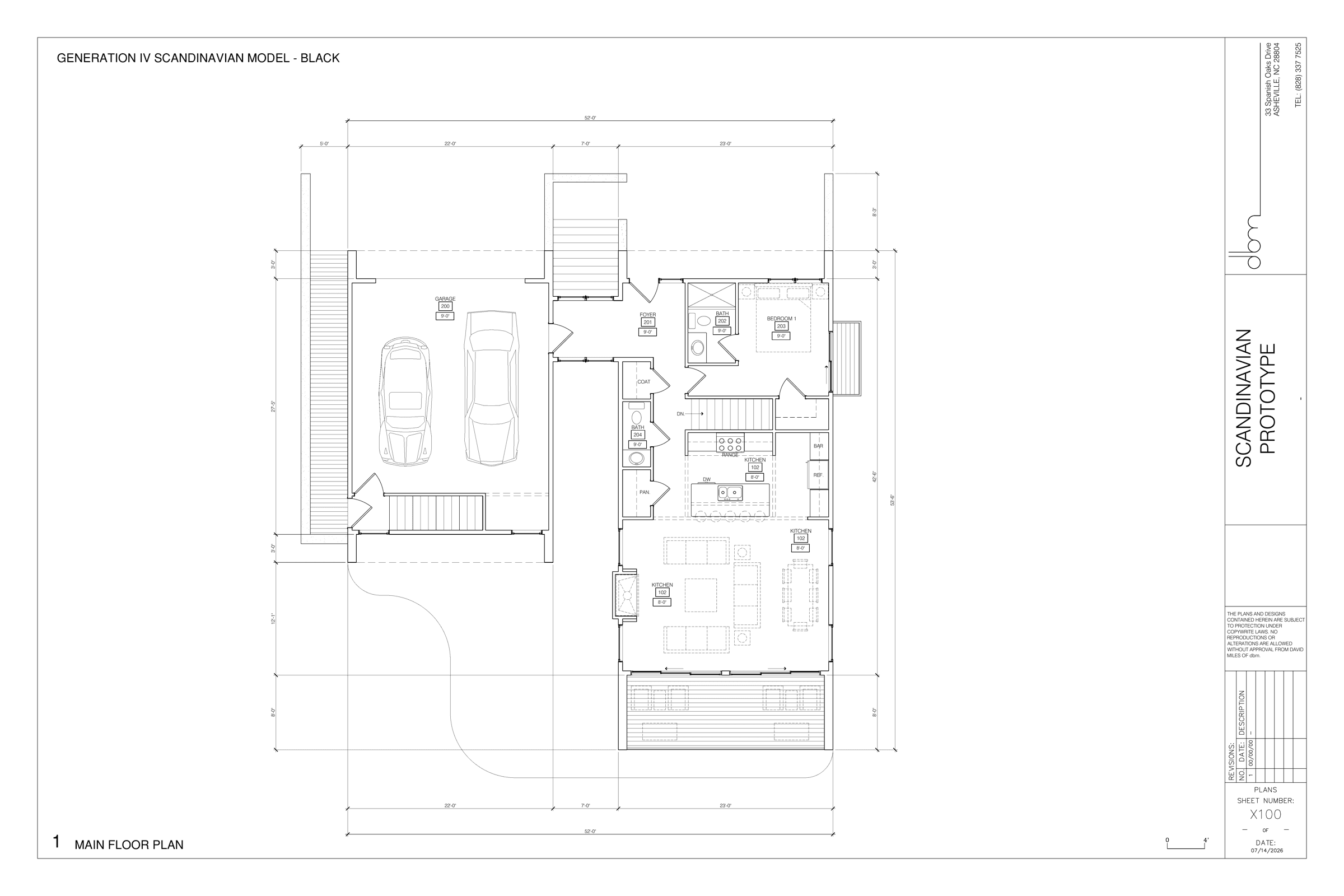 Main floor plan of the Cortina residence prototype
